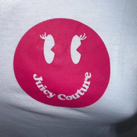 Juicy Couture Smiley Face V-Neck Tee in White (S) - Picture 3 of 8